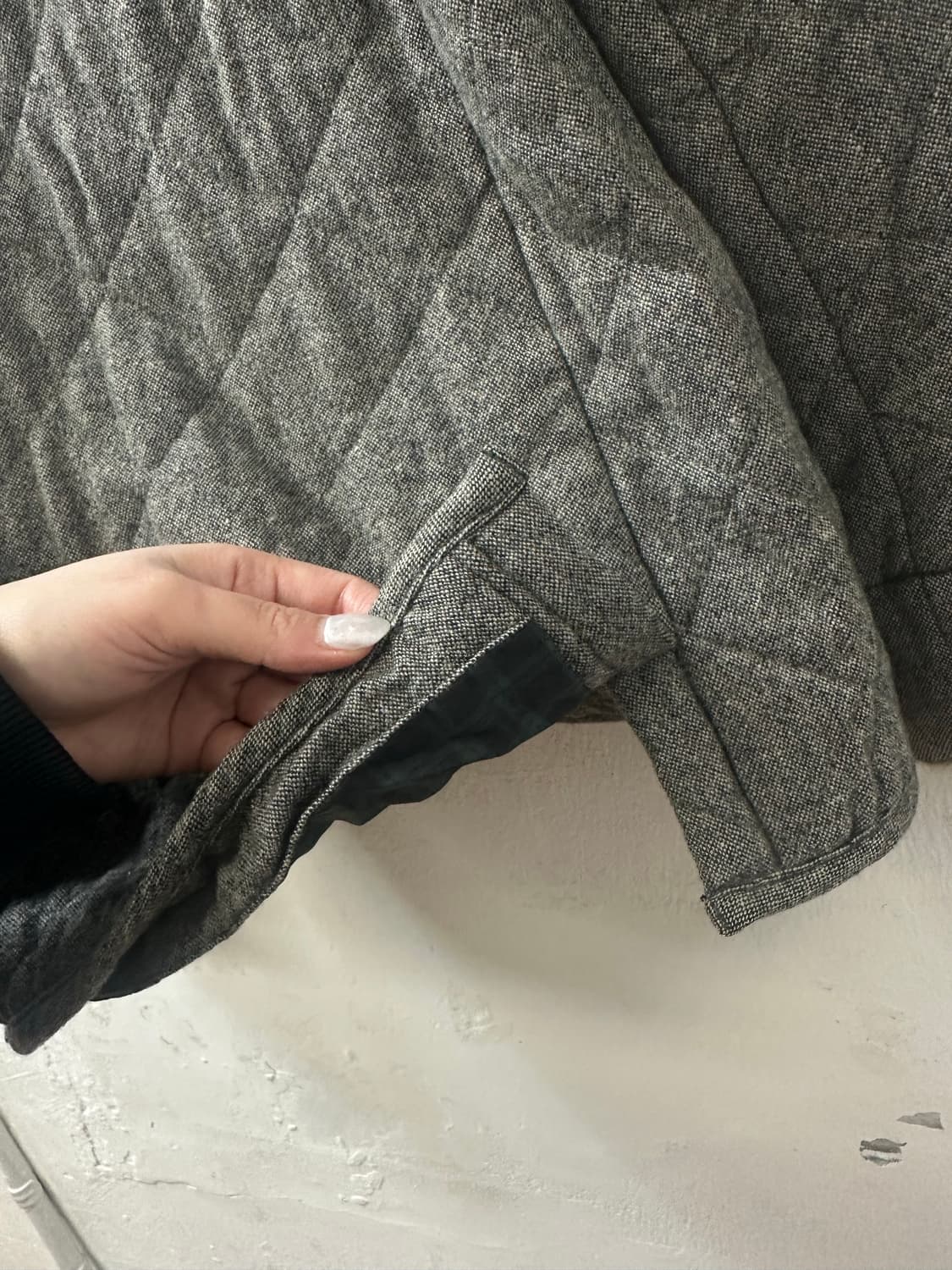 일본빈티지 Sunny Clouds 울 혼방 퍼 트리밍 퀼팅 코트 상품이미지4