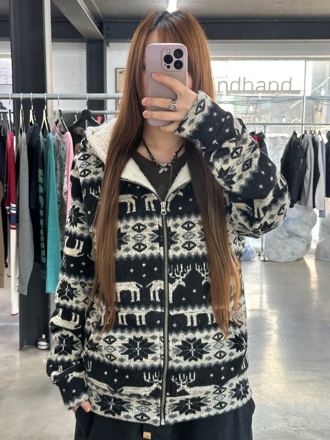 노르딕 니트후드집업 상품이미지3