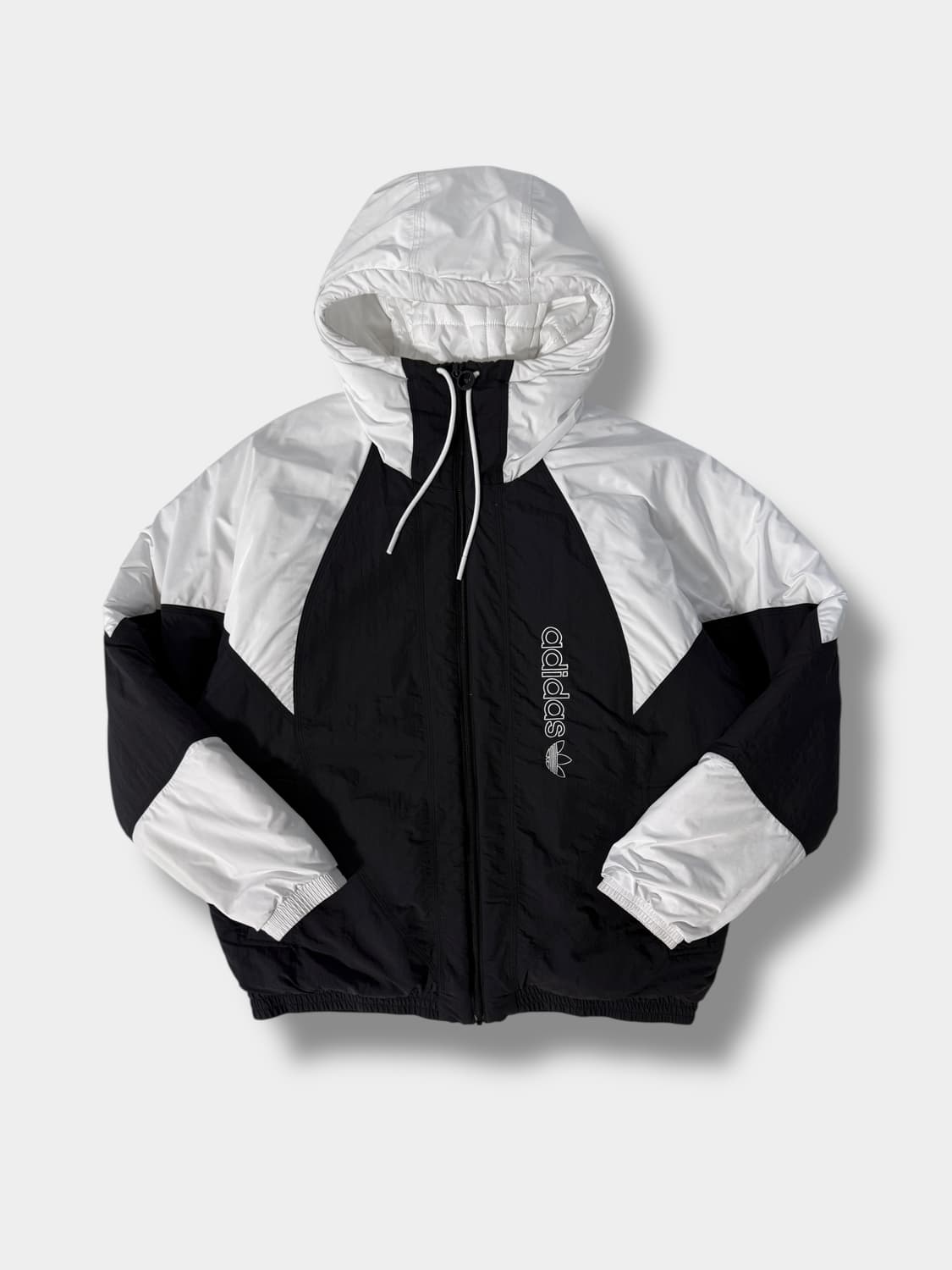 아디다스 오버핏 흰 검 아디컬러 파이어버드 빅로고 후드 점퍼 상품이미지3