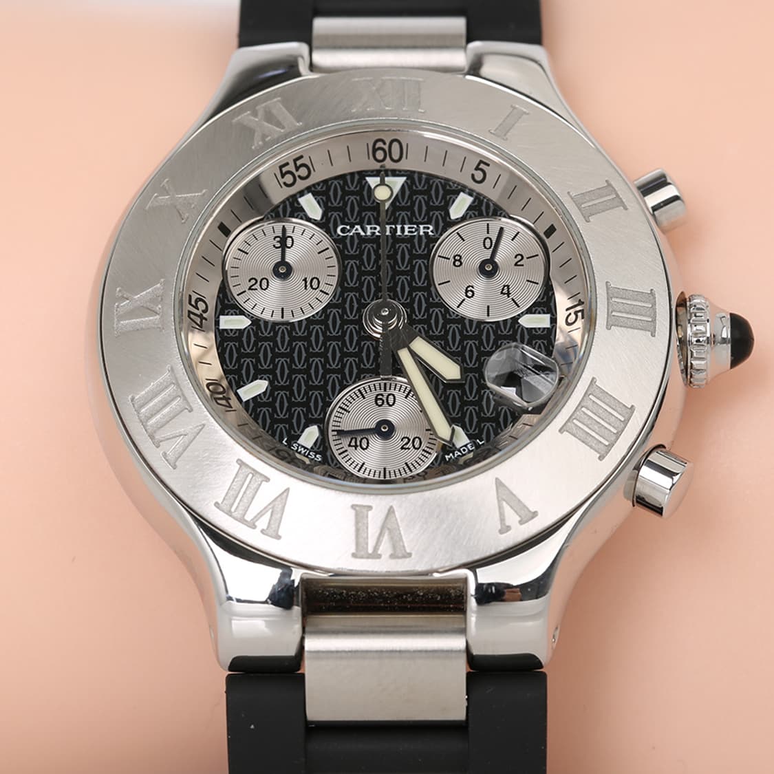 까르띠에 21C 시계 크로노그래프 블랙 러버밴드 워치 W10125U2 상품이미지9