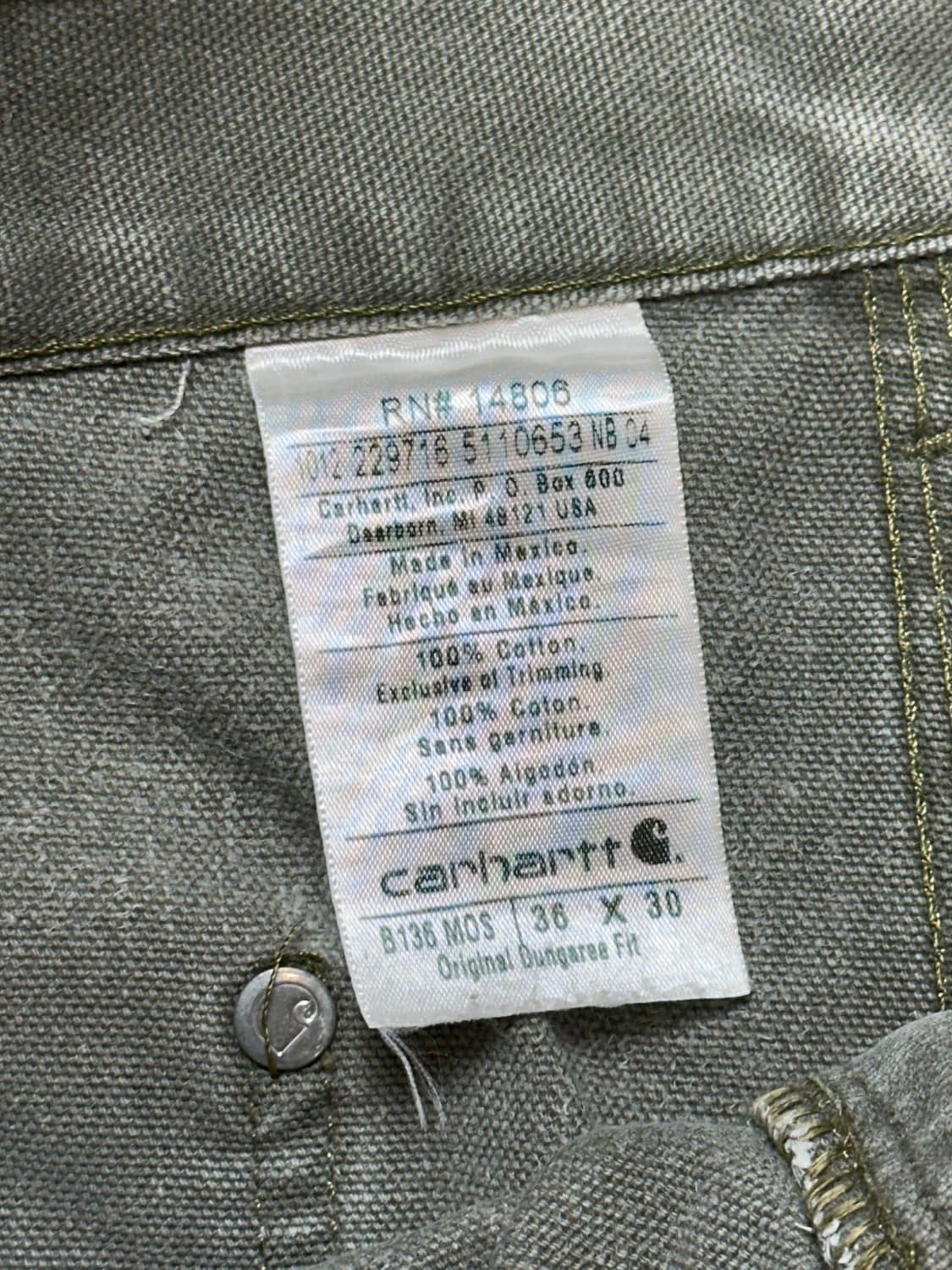 OG 칼하트 B136 더블니 MOS 칼하트 썩블니 모스그린 상품이미지9