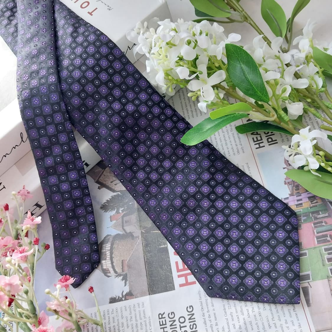 아쿠아스큐텀 실크 퍼플&블랙 그라데이션 넥타이 9cm A+등급 K1512 상품이미지3