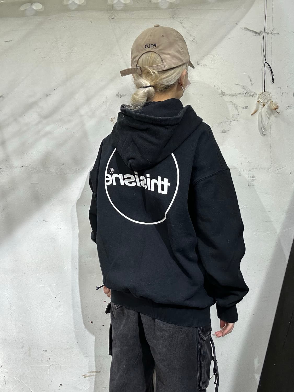 디스이즈네버댓 블랙 디네뎃 빅 로고 후드집업 M 상품이미지3