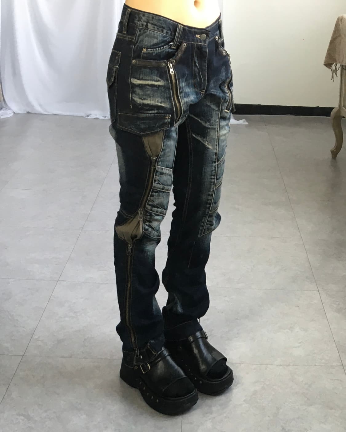 Zipper washing point denim pants 상품이미지1