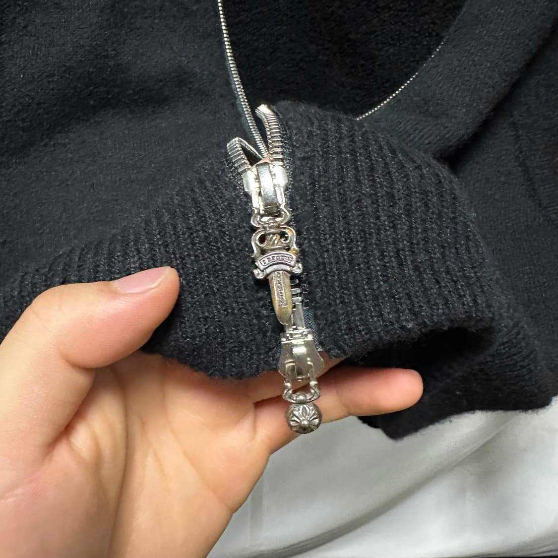 [L/XL] 크롬하츠 캐시미어 후드집업 자켓 블랙 상품이미지5