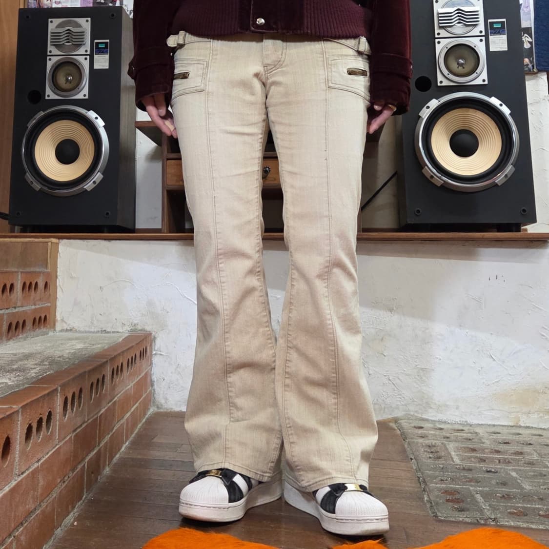 JPN Y2K 사이드 버클 로우라이즈 부츠컷 팬츠 상품이미지2