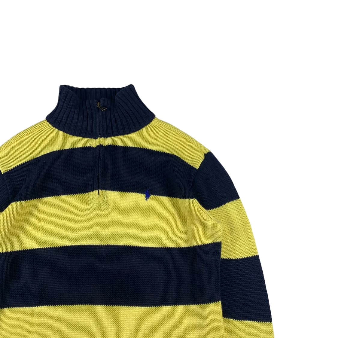 폴로 노랑 스트라이프 반집업 니트 상품이미지2