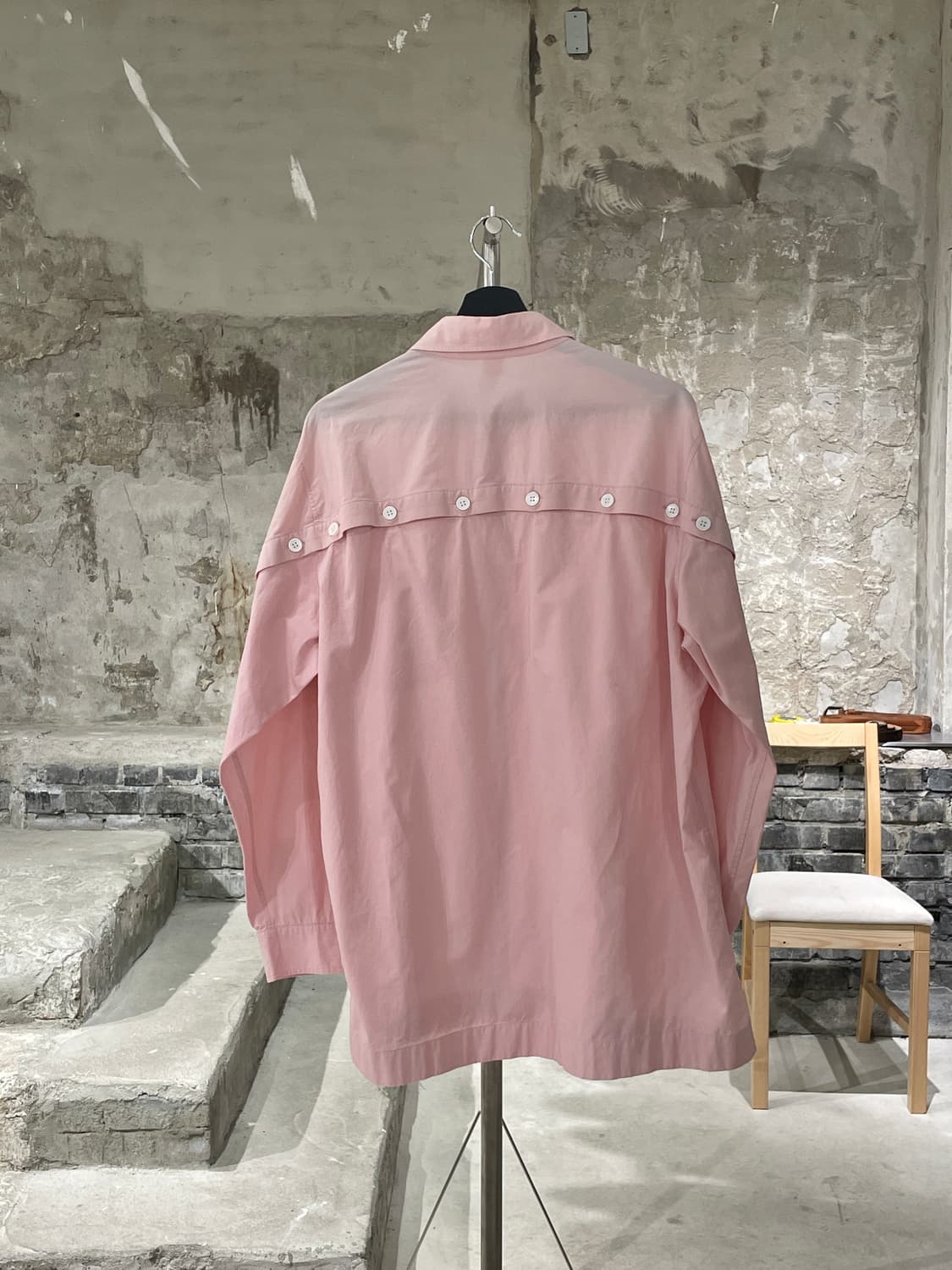 요지 야마모토 ground y 핑크 요크 버튼 원 포켓 코튼 셔츠 상품이미지6