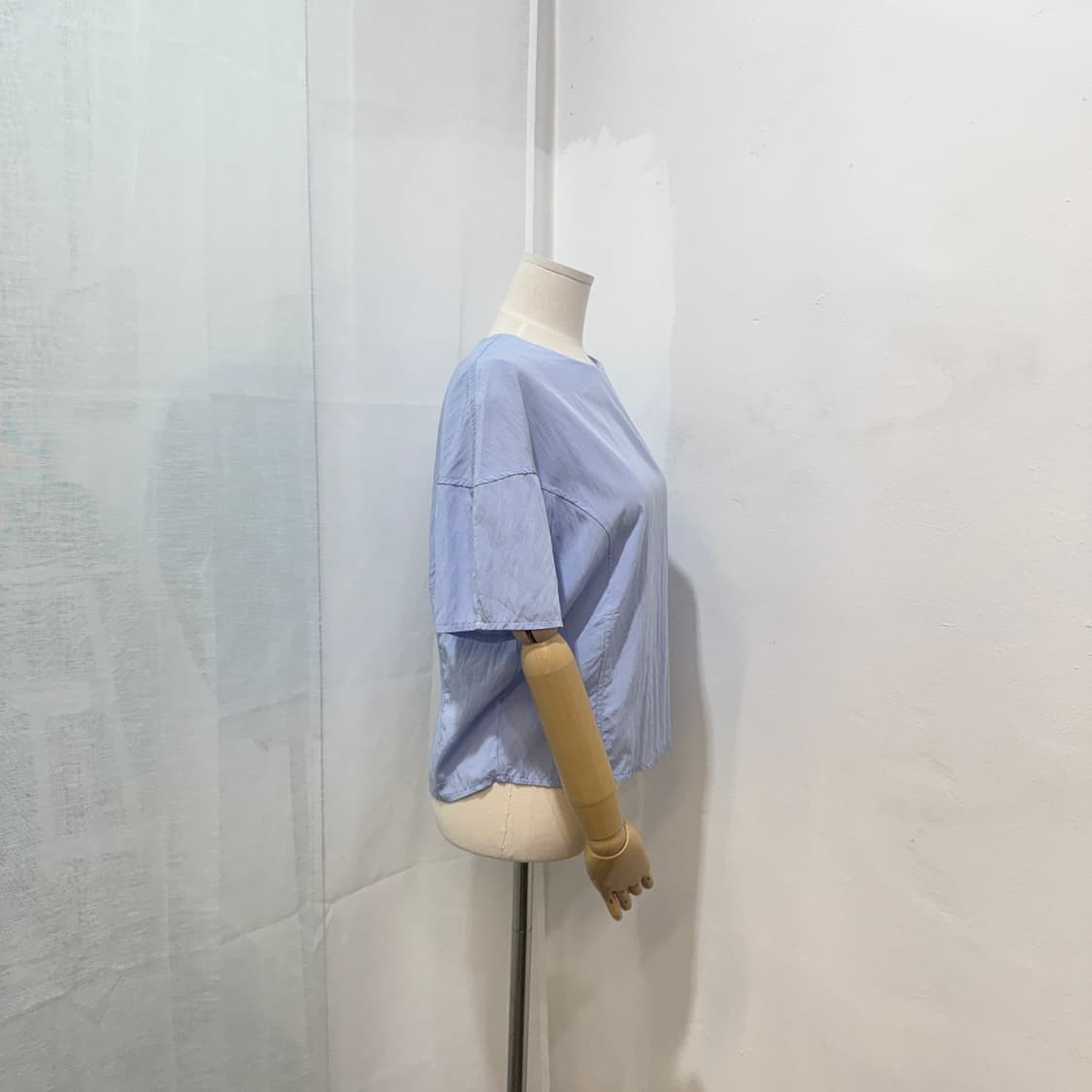 바스락 나일론 블루 하늘 반팔블라우스 4554 상품이미지2
