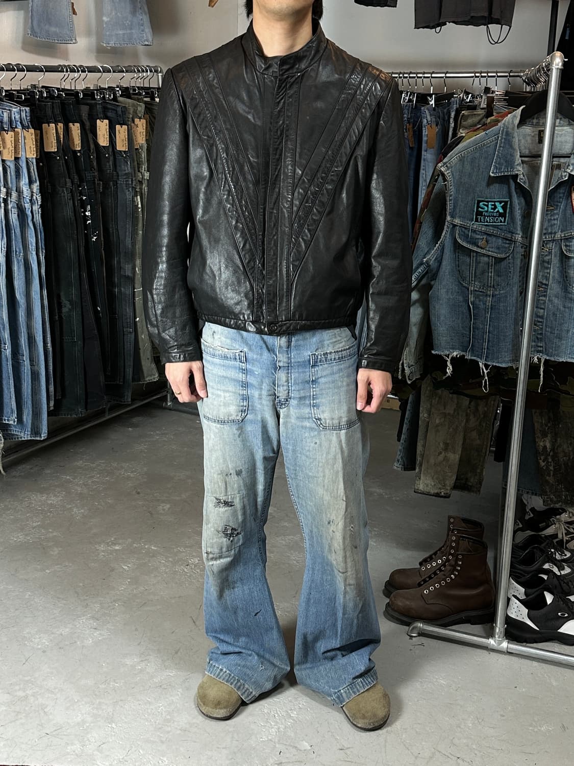 90's 빈티지 크롭 레더 자켓 빈티지 카페레이서 레더 자켓 상품이미지10