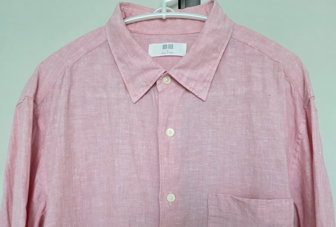 린넨 롱슬리브 셔츠 유니클로 핑크 (L) 상품이미지3