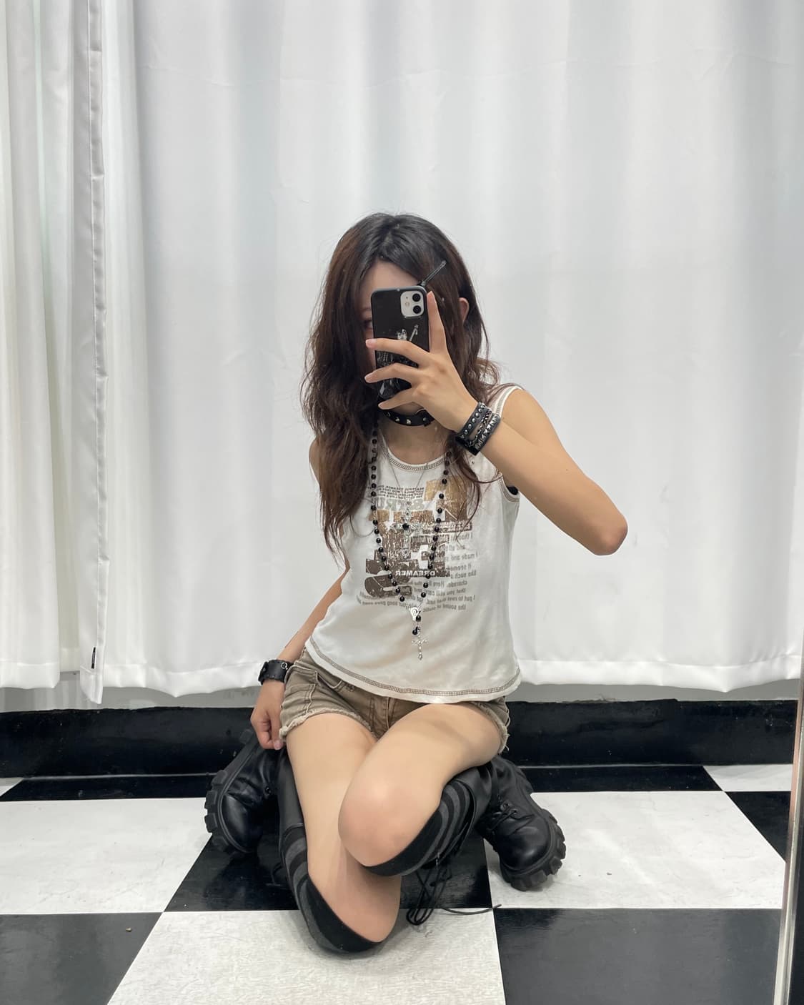 🎸화이트 프린팅 슬리브리스🎸 상품이미지1