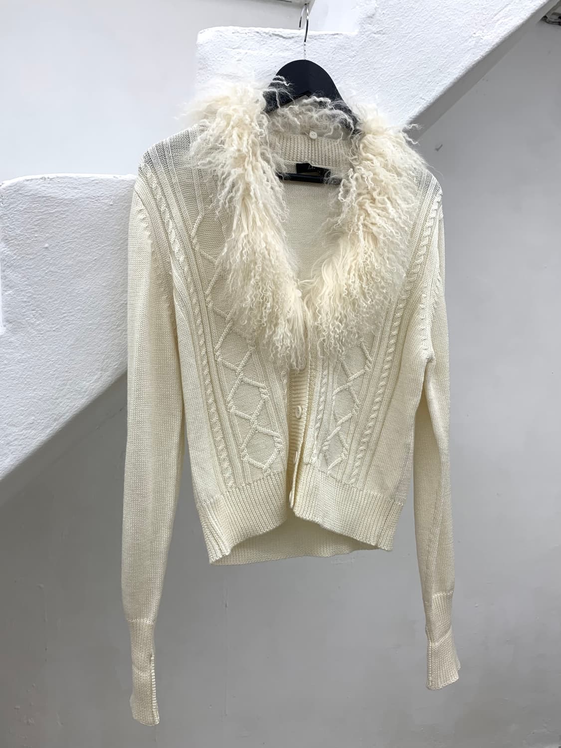Ivory fur knit cardigan 상품이미지4