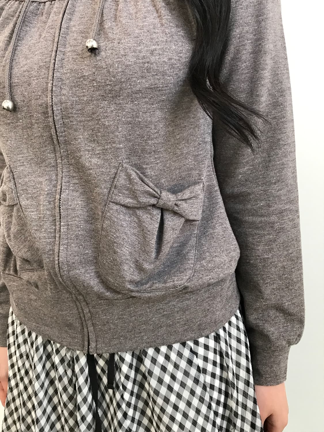 Jpn Brown Ribbon-Pocket Zip-Up Hoodie 상품이미지3