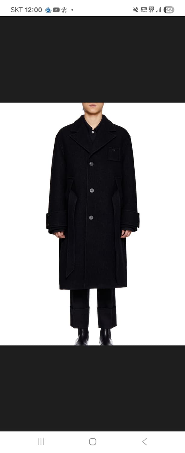 23FW 우영미 발마칸 싱글벨티드 블랙 코트 상품이미지1