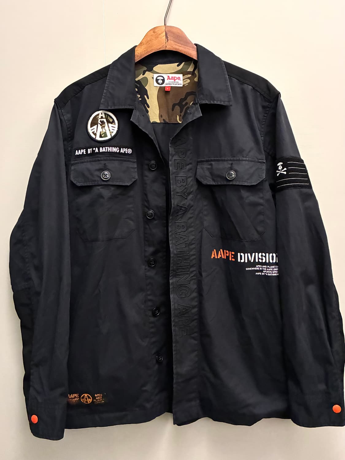 (L)Aape 에이프 로고 프린트 패치 밀리터리 셔츠 자켓 셔켓 상품이미지9