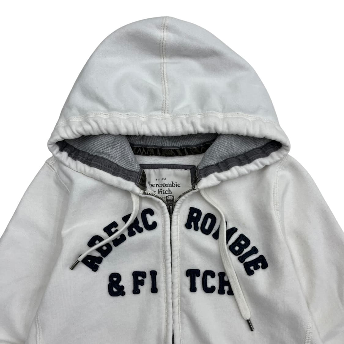 아베크롬비 딱붙핏 네이비패치 화이트 후드집업 M 상품이미지4