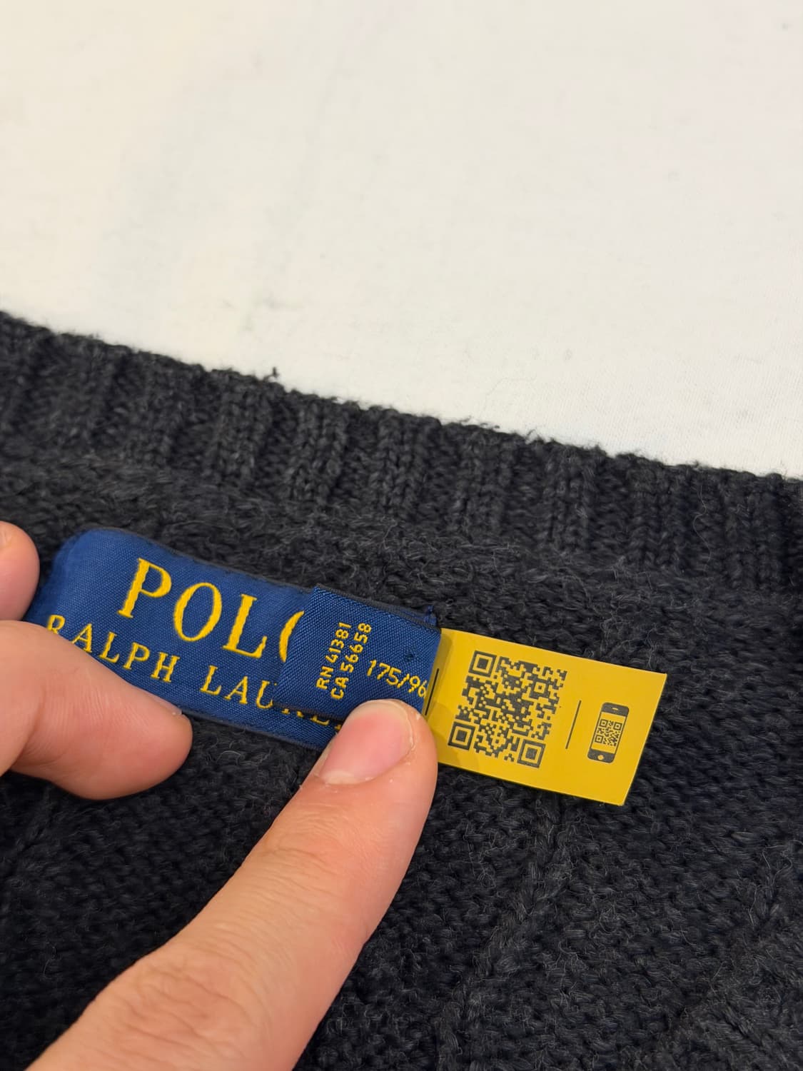 큐알탭) 폴로 신형 꽈배기 케이블 니트 딥차콜 그레이 상품이미지3
