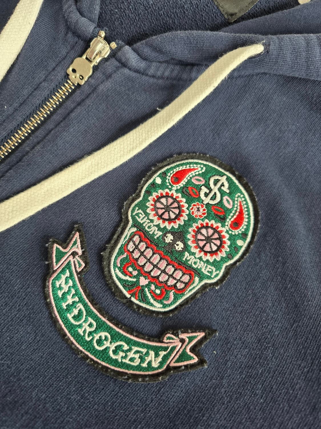 하이드로겐 해골 패치 후드 집업 네이비 L 상품이미지5