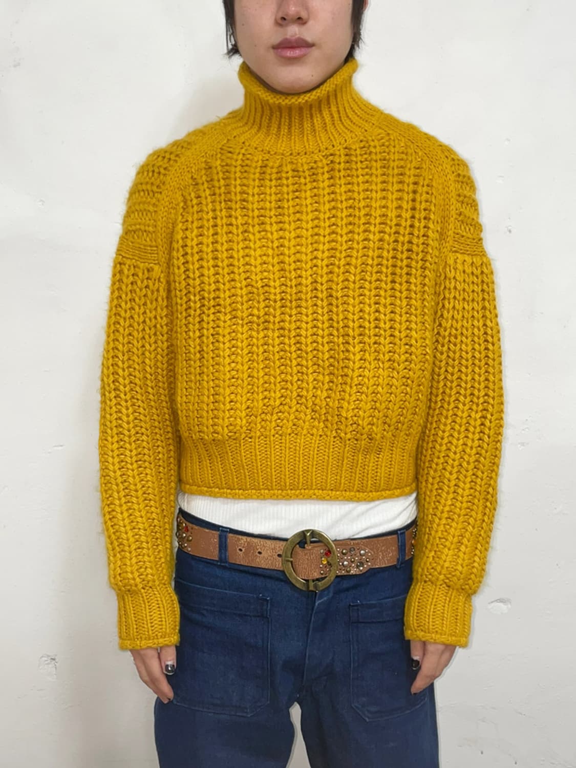 Yellow cropped turtleneck 상품이미지1