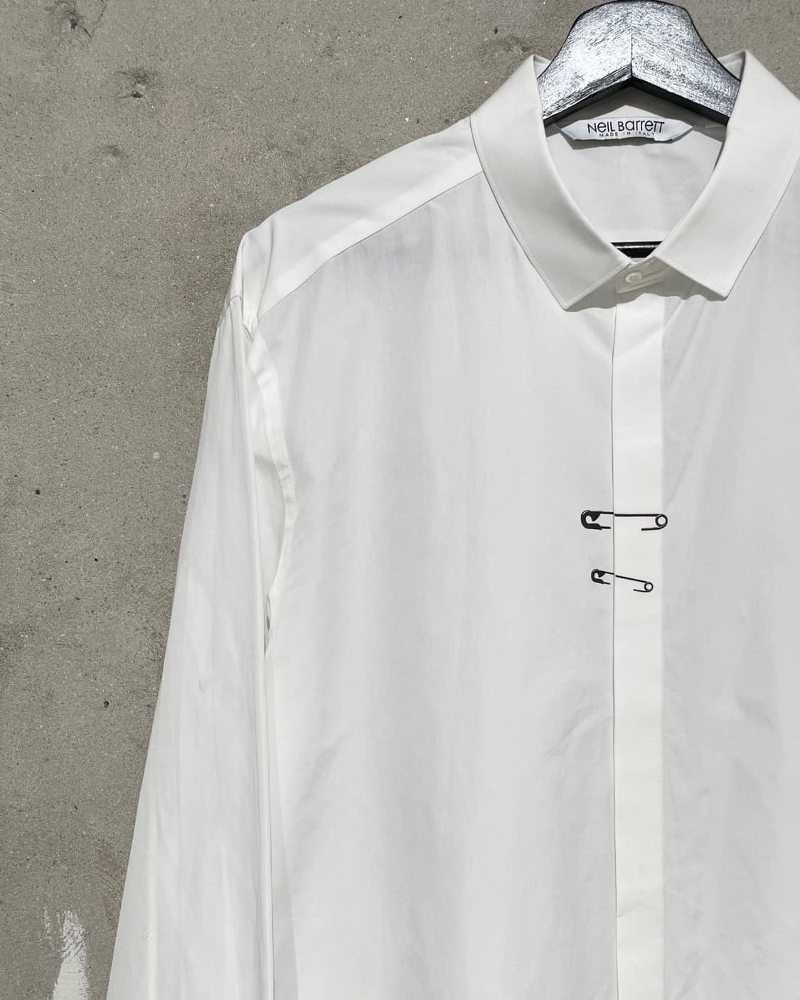 닐바렛 화이트 페이크 클립 히든 버튼 코튼 셔츠 상품이미지2