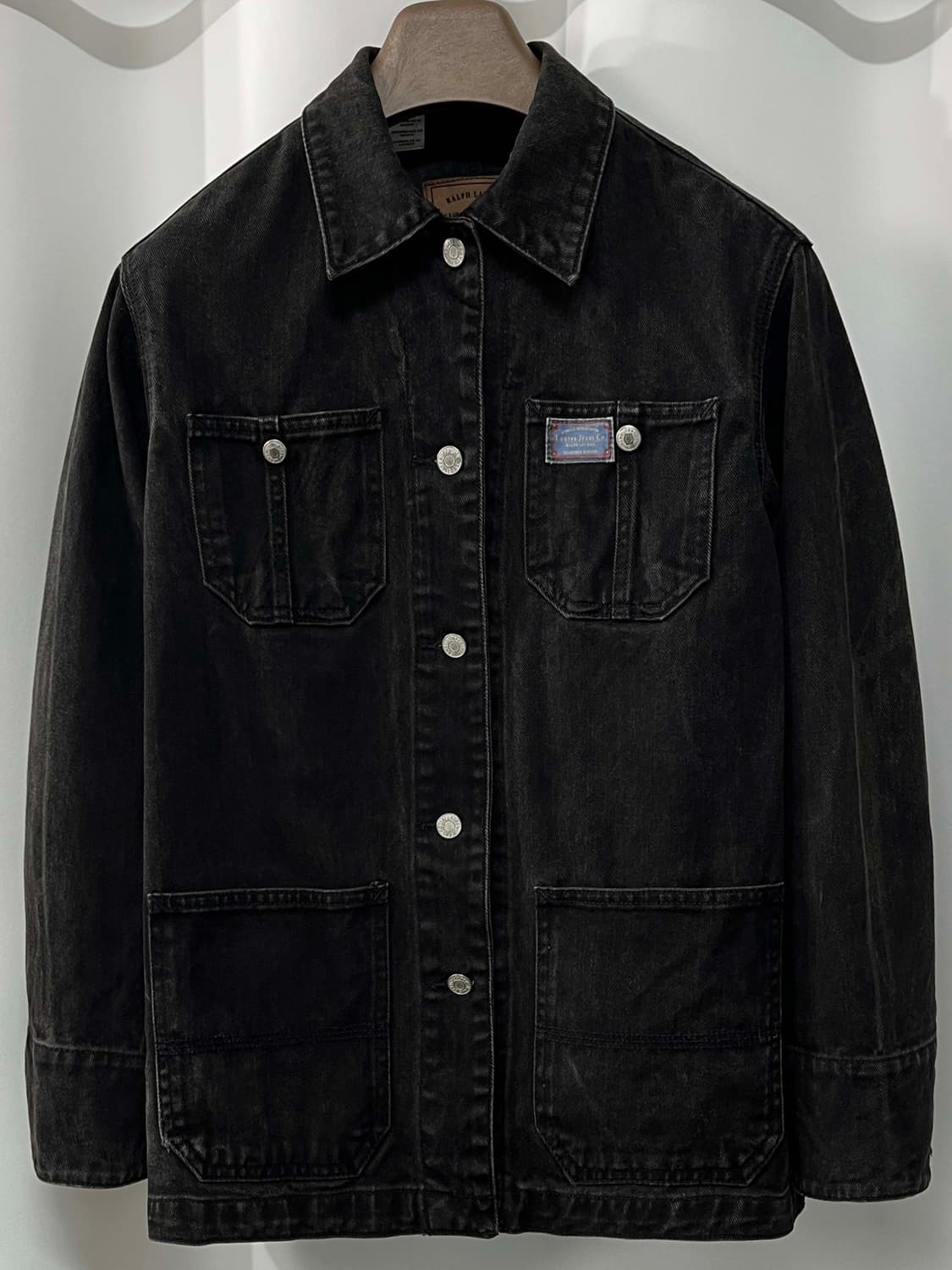 90's 폴로 랄프로렌 스톤 블랙 워시 헌팅 데님 초어 자켓 상품이미지1