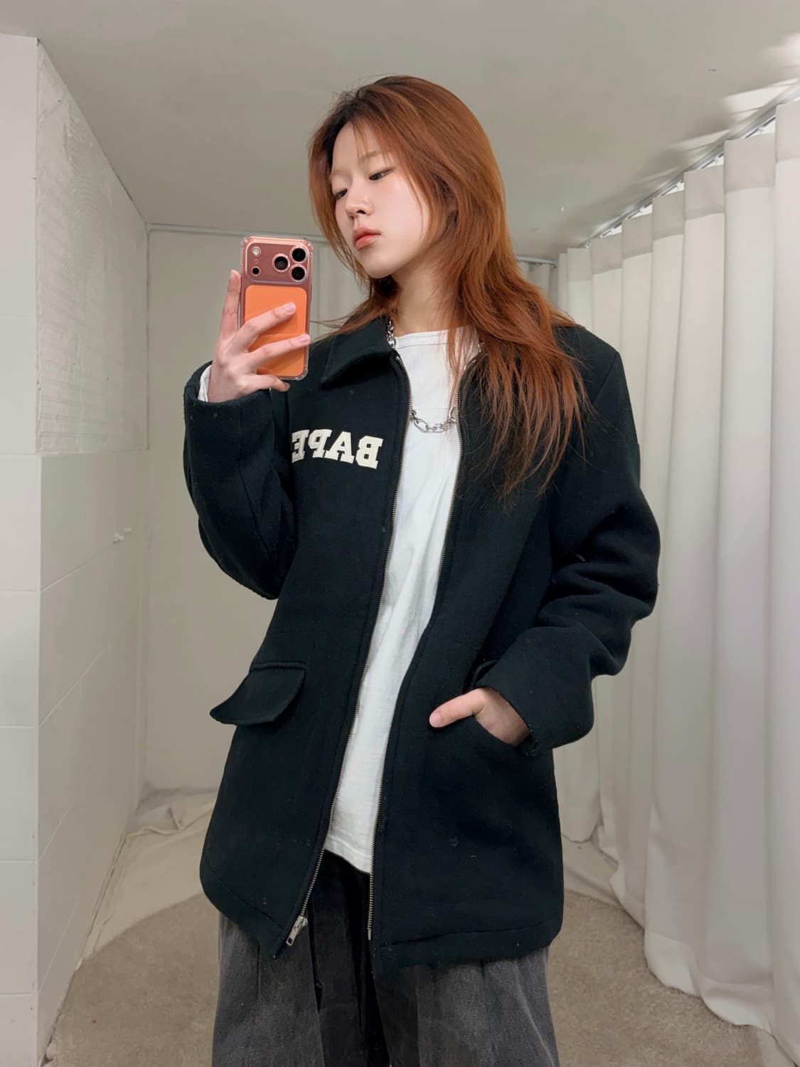 베이프 90’s 멜튼 울 집업 자켓 상품이미지1