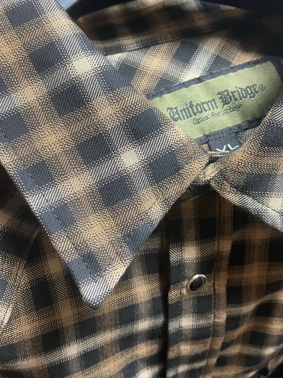 유니폼브릿지 - 웨스턴 체크 셔츠 (베이지) 상품이미지5