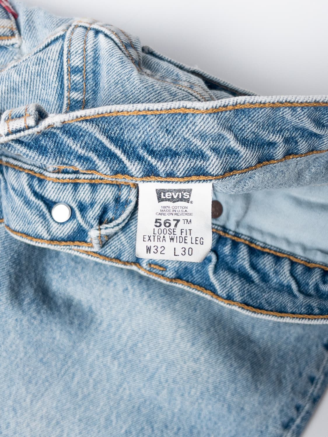90’s 미제 리바이스 567 루즈 핏 엑스트라 와이드 레그 32x30 상품이미지4
