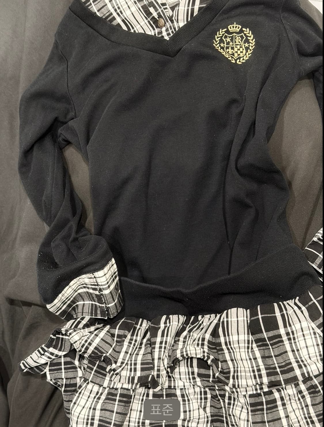 일본빈티지 원피스 체크 블랙 상품이미지1