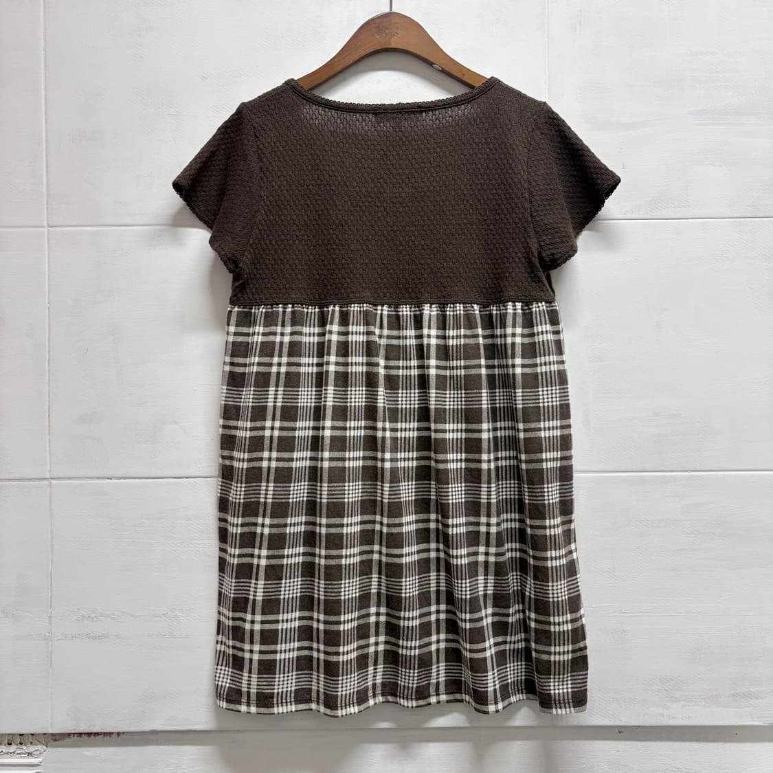 THEORIA 브라운 모리걸 네트 체크 탑 L JPN 상품이미지4