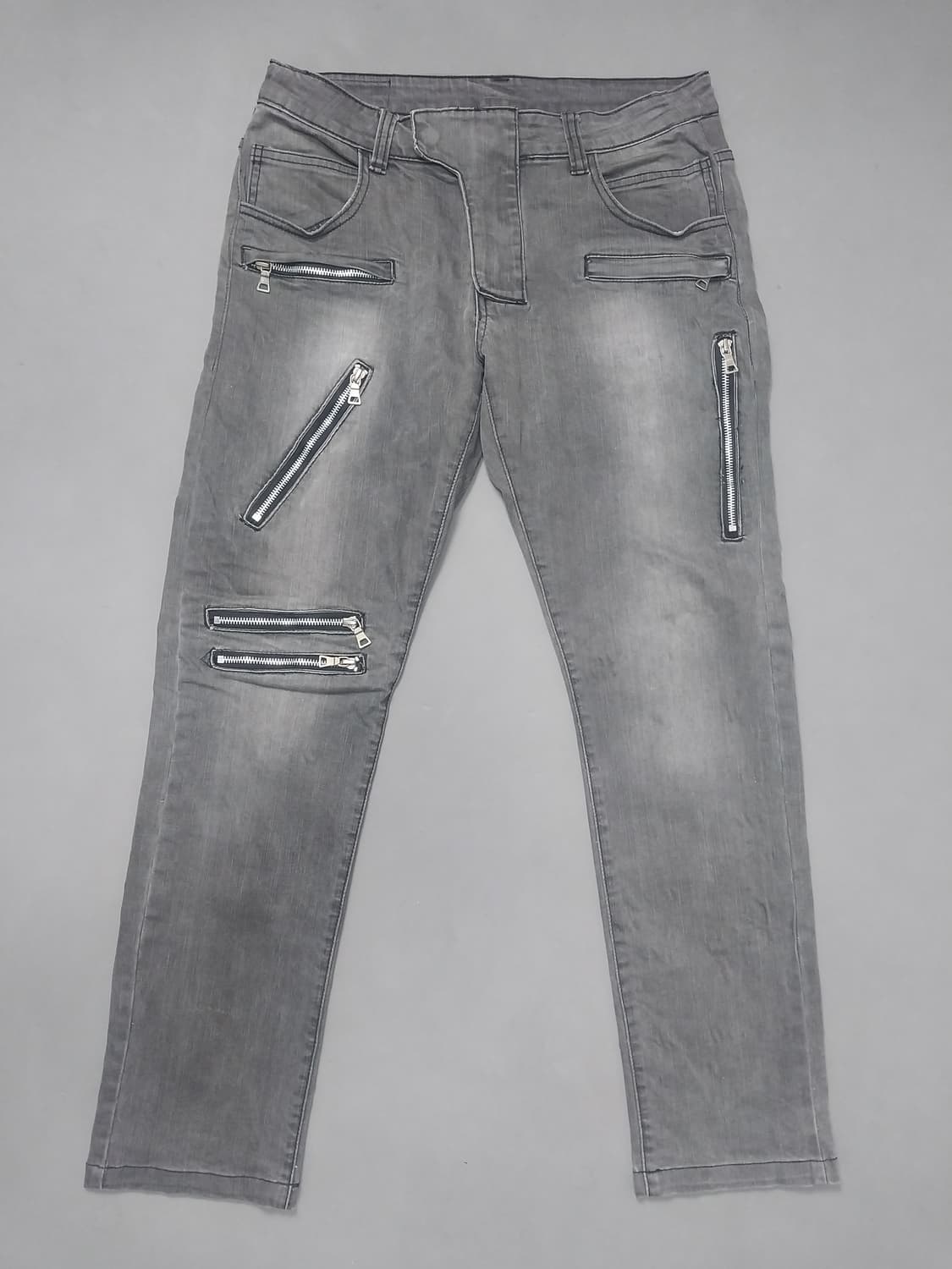 [32] 발망 그레이워싱 지퍼디자인 테이퍼드진 청바지 상품이미지1