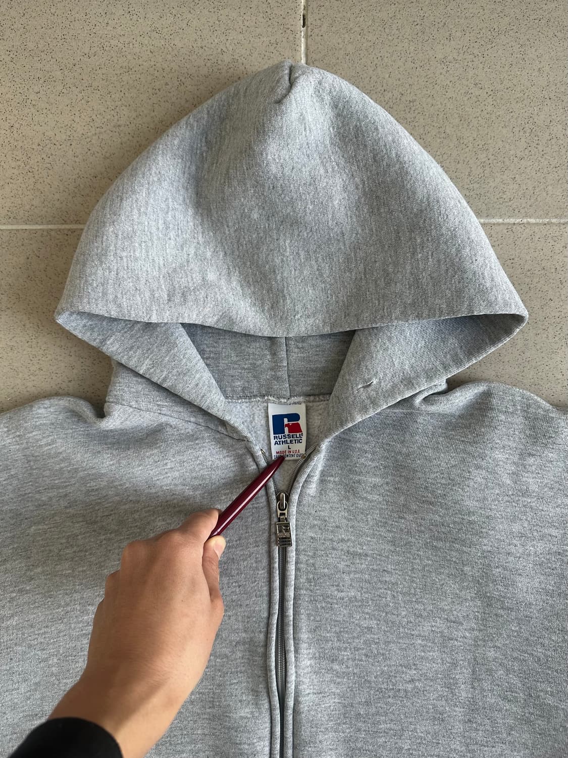 90s 빈티지 러셀 후드집업 그레이 L USA 상품이미지6