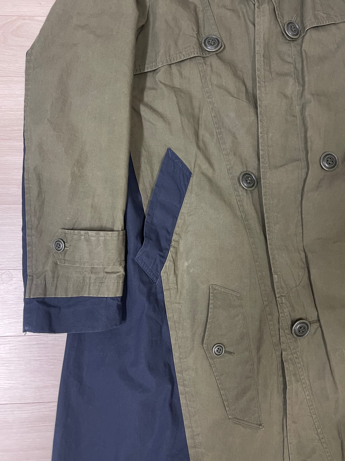 미하라 야스히로 카키 코튼 트렌치코트 상품이미지4