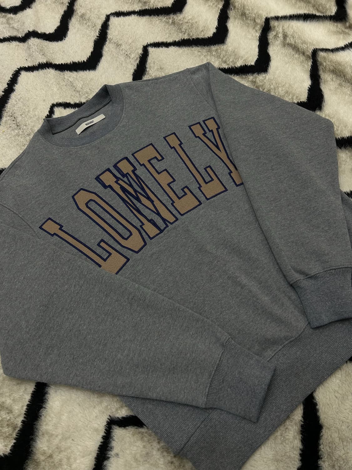 [M]노앙 론리 러블리 맨투맨/그레이/기모 상품이미지2