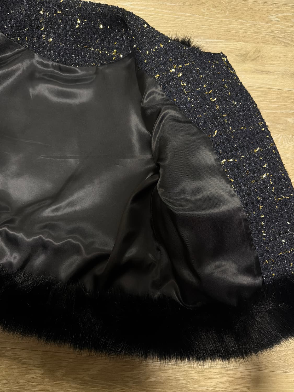 네이비 트위드 퍼 자켓 상품이미지4