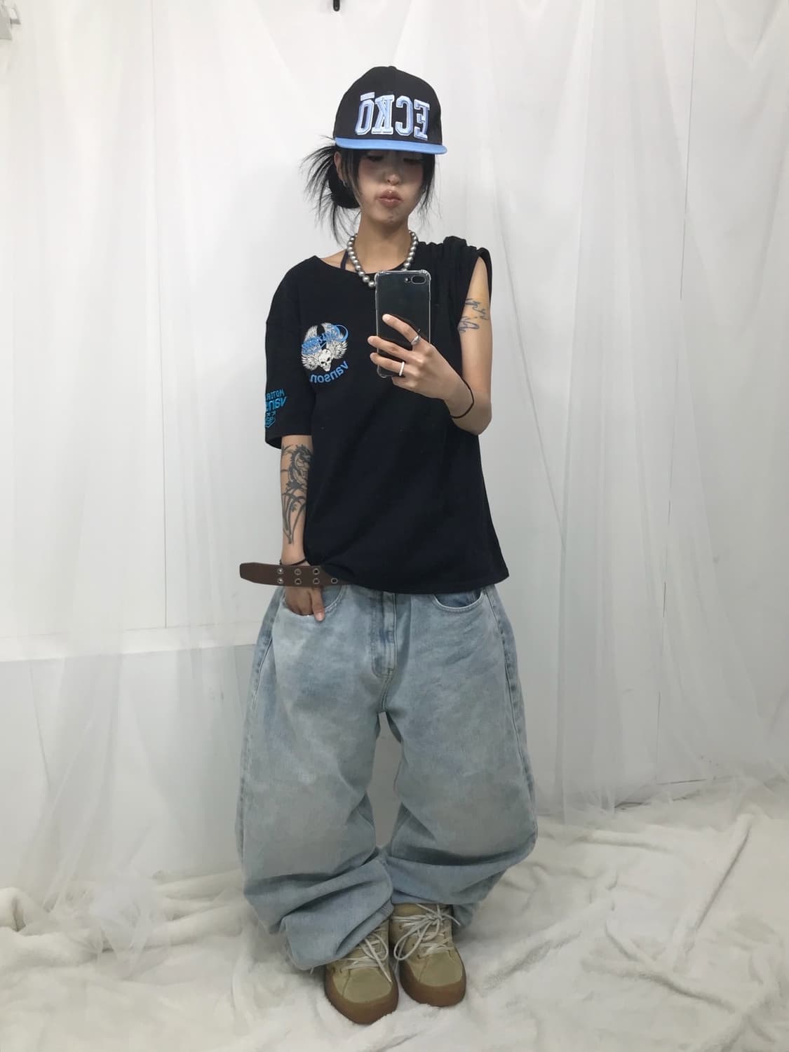 ☠️ 밴슨 스카이블루 스컬 프린팅 반팔 티셔츠 ☠️ 상품이미지4