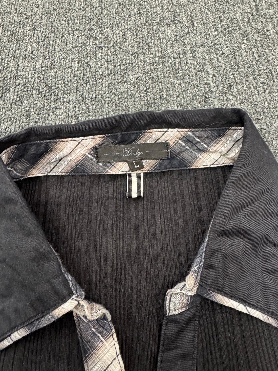 L)Dadge 빈티지 4버튼 체크패턴 레이어드 카라 롱슬리브 상품이미지4