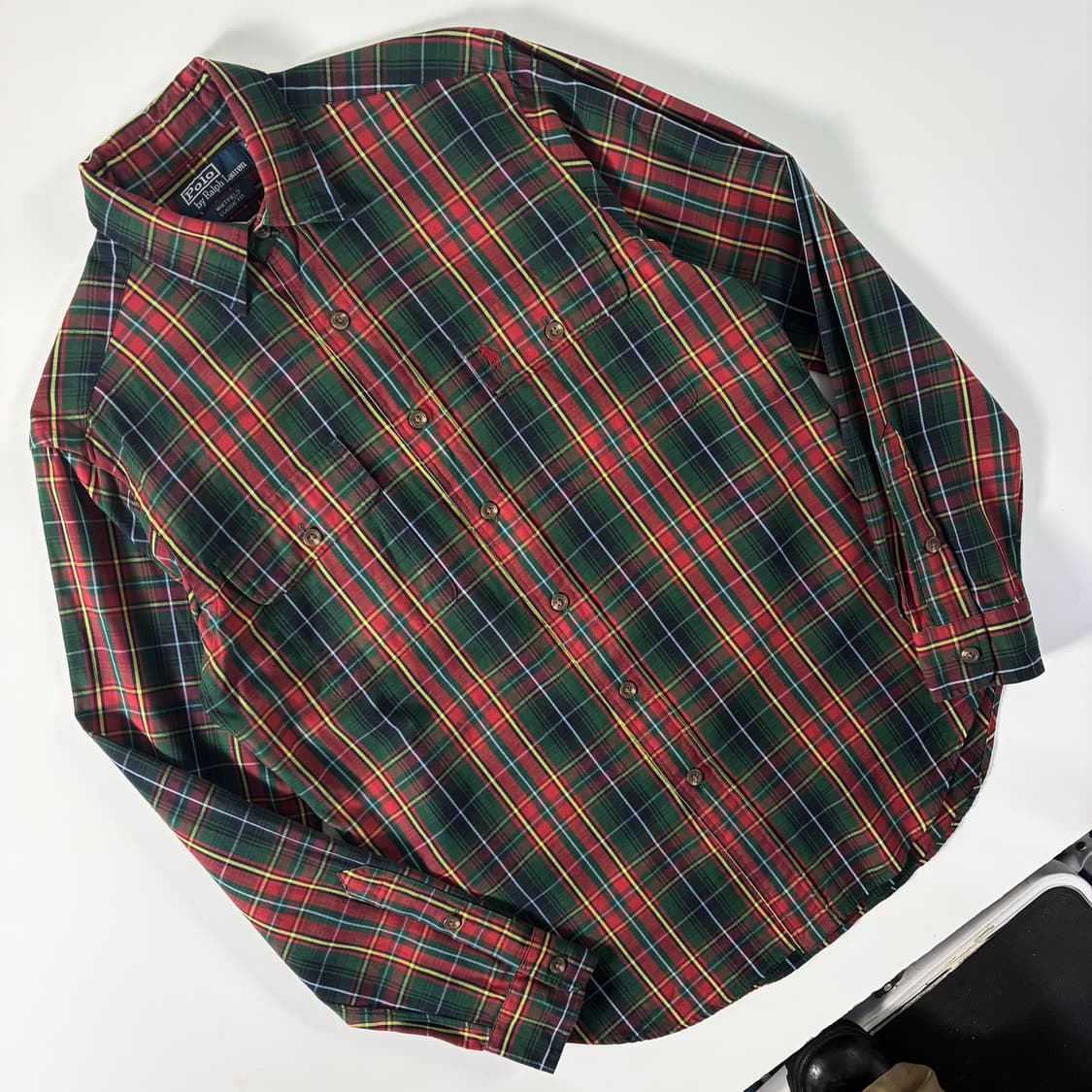 Polo  폴로 랄프로렌 90,s 자수 코튼 타탄체크 셔츠 상품이미지2