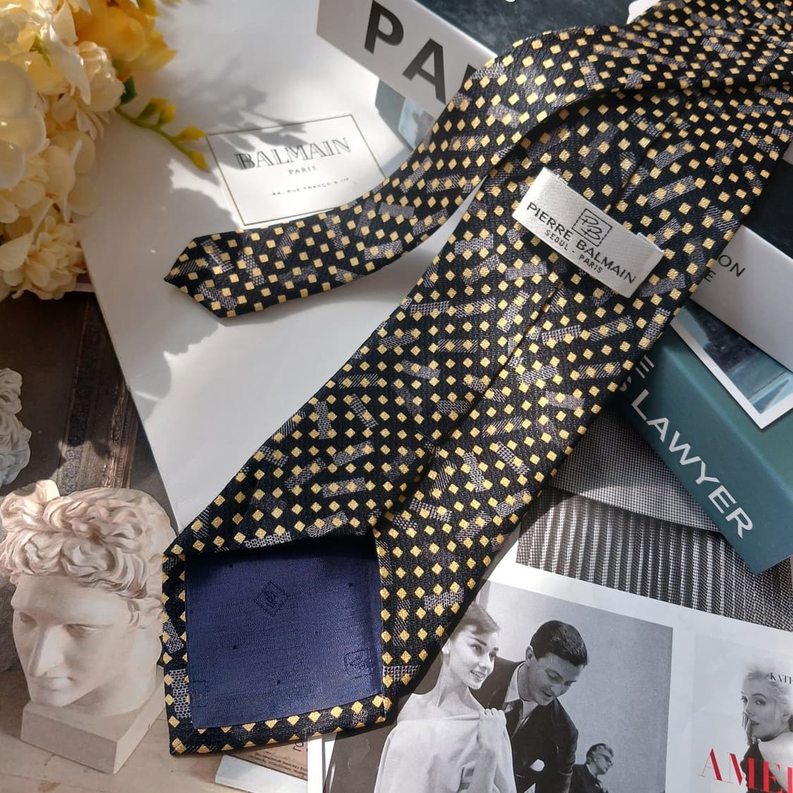 피에르 발망 넥타이 블랙 패턴 A+등급 E894
 상품이미지5