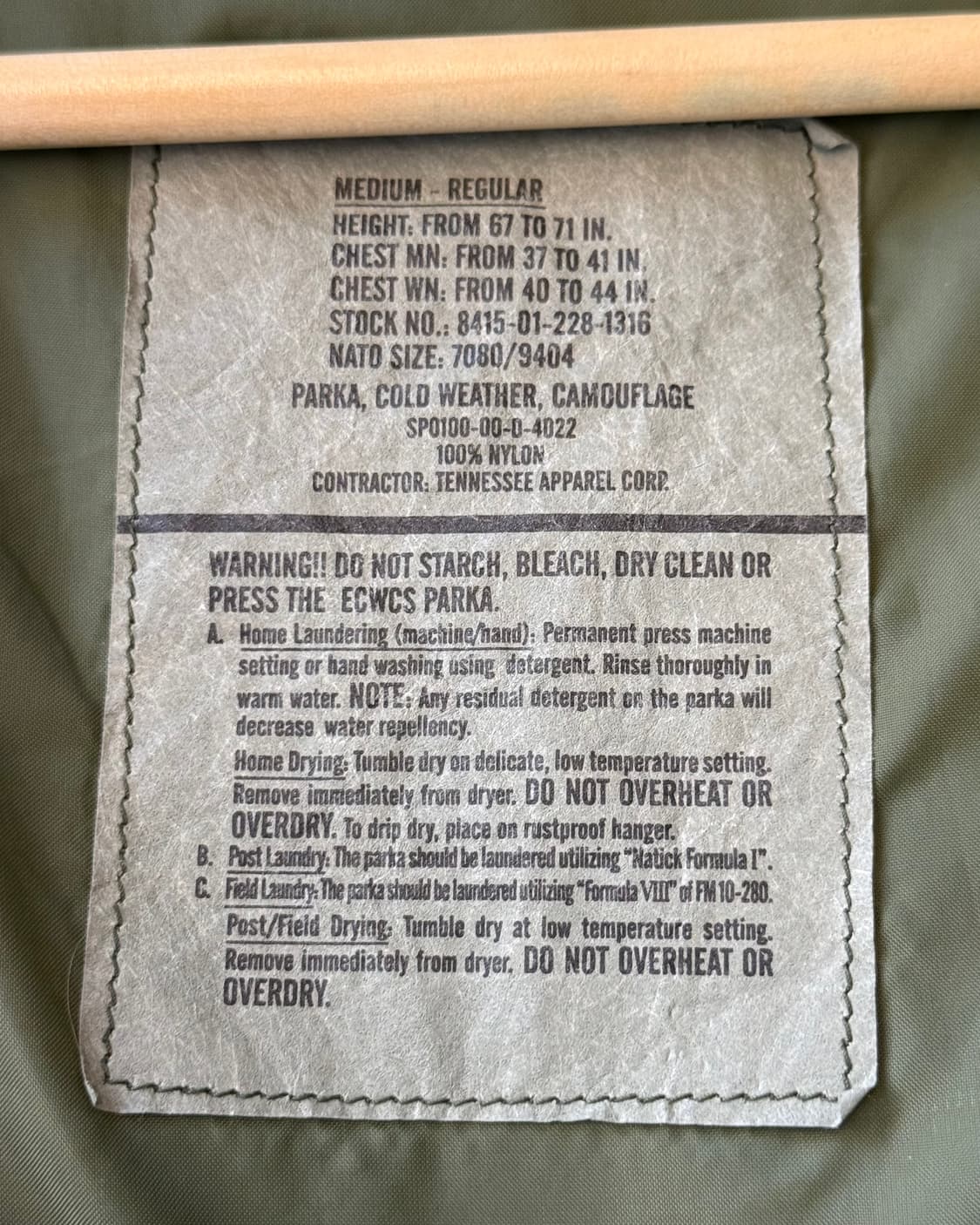 Original US ARMY 1세대 우드랜드 고어텍스 파카 상품이미지9