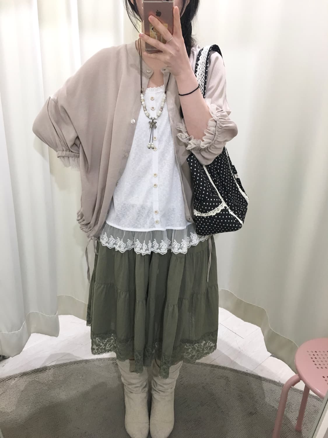 Lace Cuff Loose Fit Blouse 상품이미지3