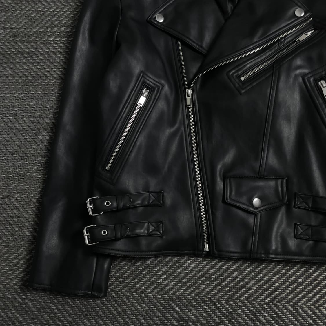 지이크 비건 레더 라이더 가죽 자켓 블랙y 3978 상품이미지4