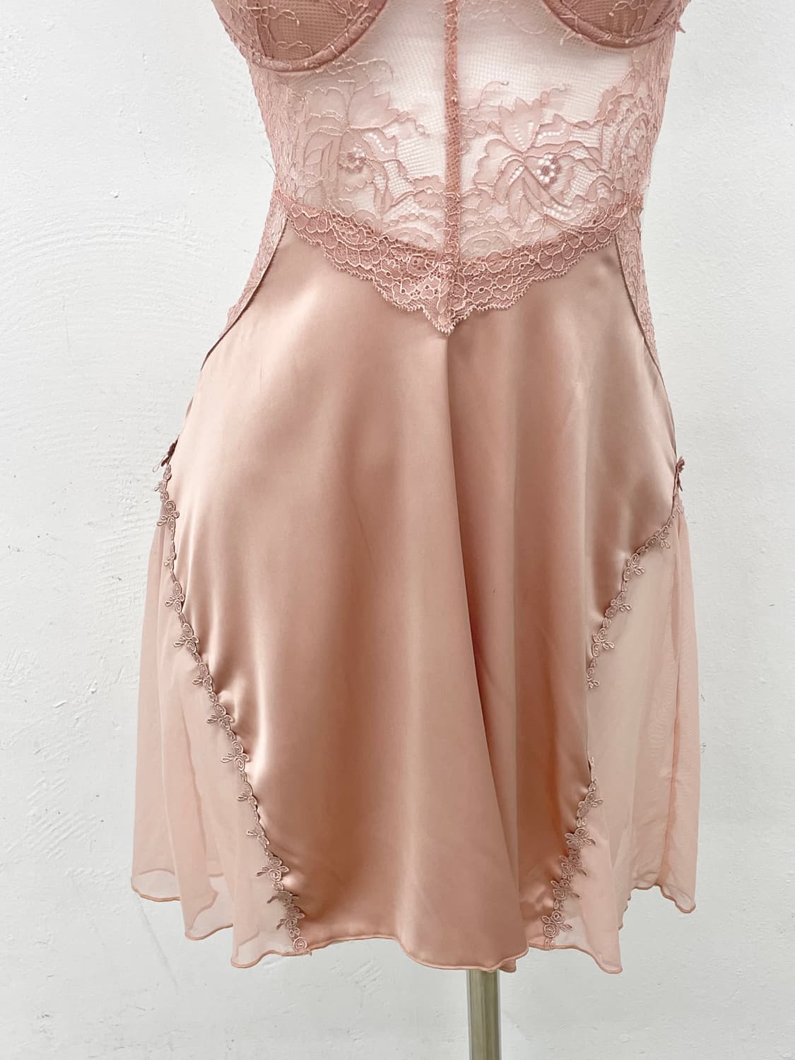 핑크 리본 레이스 슬립 상품이미지3