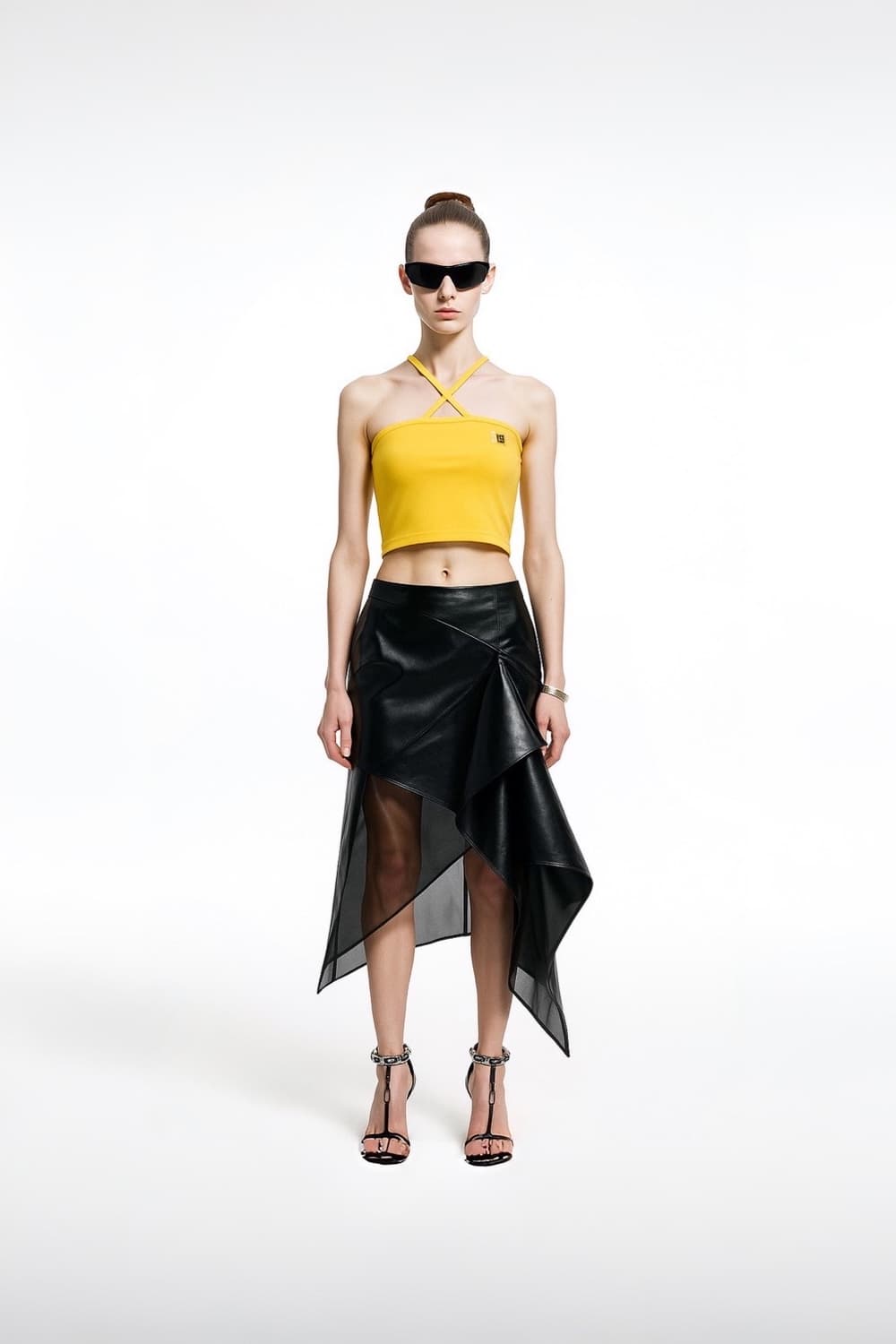 Fendi Yellow Cotton Logo Crop Halter Top 상품이미지5