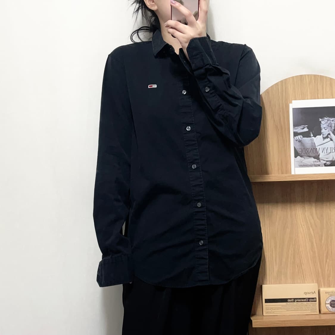 [정품] 타미 블랙 솔리드 셔츠 [ L ] 상품이미지2