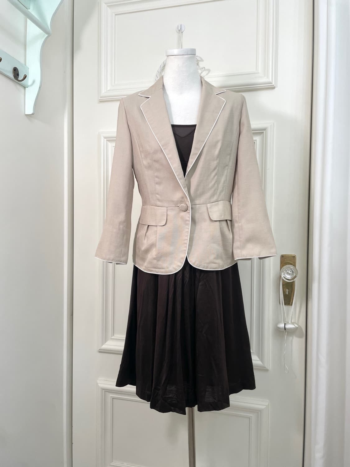 beige white line summer jacket(size-9) 상품이미지2