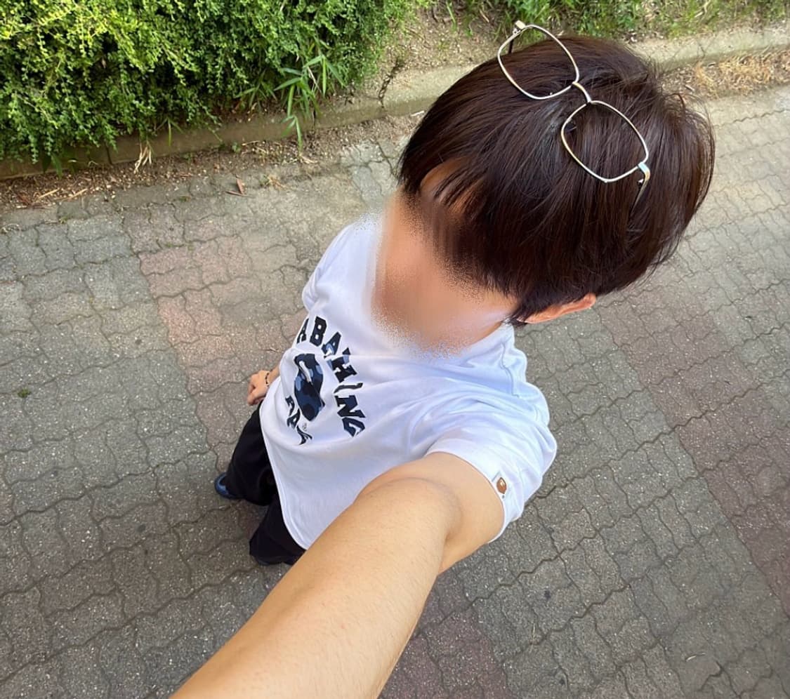 베이프 컬러 카모 컬리지 티셔츠 화이트 네이비 M 상품이미지2
