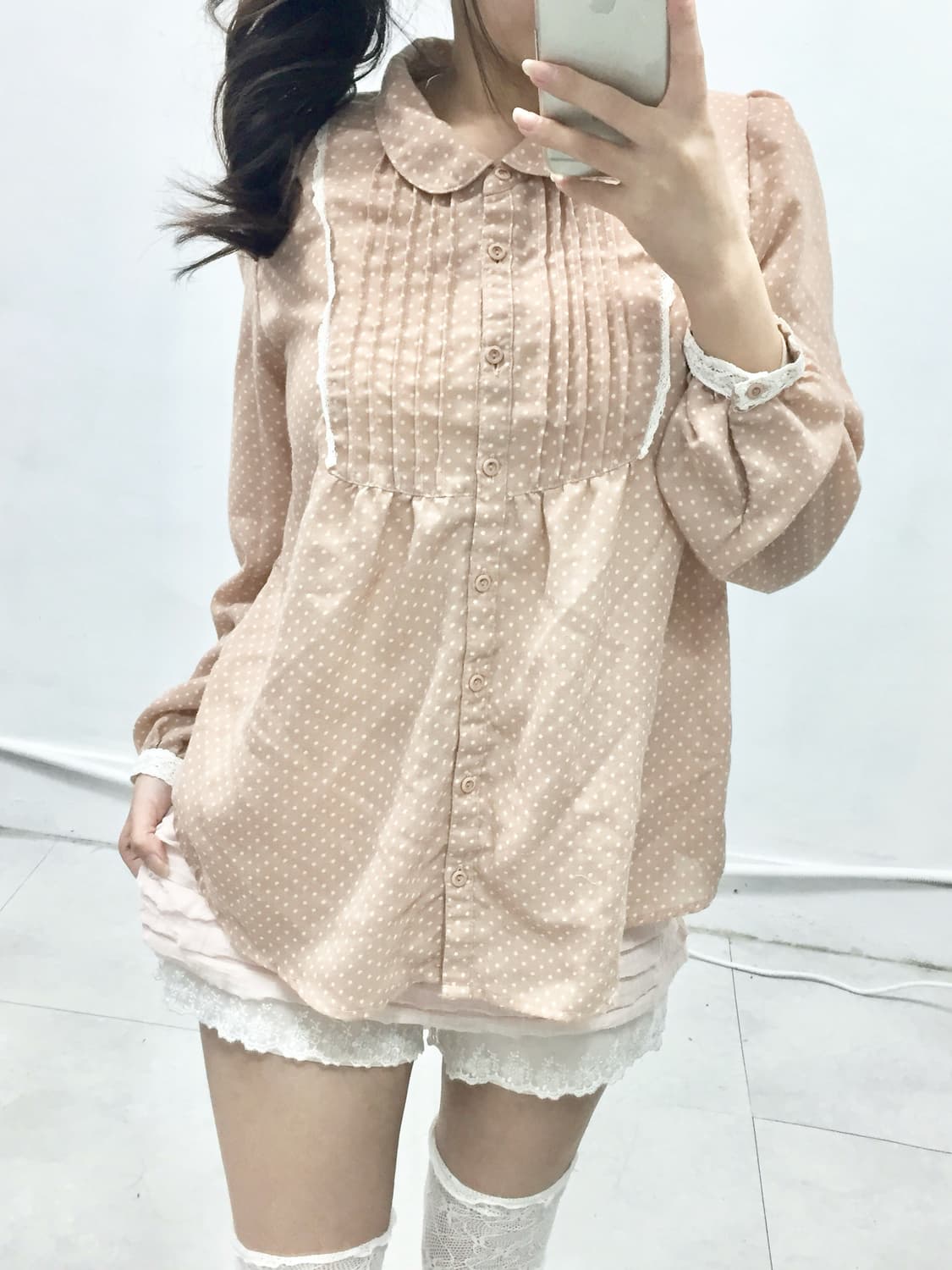 [THE EMPORIUM] 로걀 브라운핑크 도트 블라우스 상품이미지3