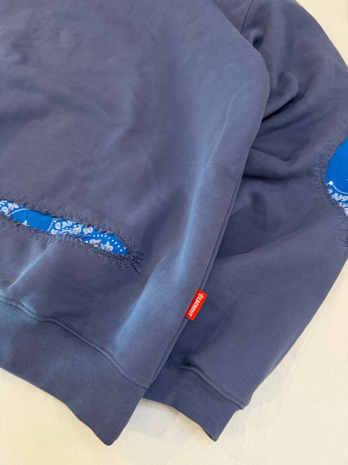 블랙아웃 반다나 데미지 사시코 스웻셔츠 맨투맨 블루 상품이미지2